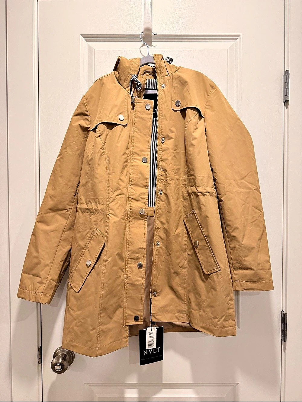 NVLT Hooded Rain Jacket in Brown